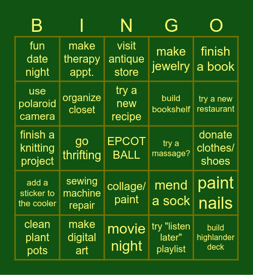 IZZY'S JANUARY BINGO Card