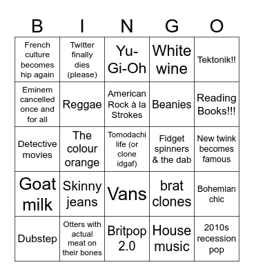 2025!!! Bingo Card