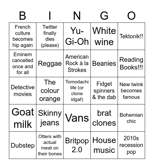 2025!!! Bingo Card