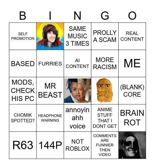 WORST SHORTS Bingo Card