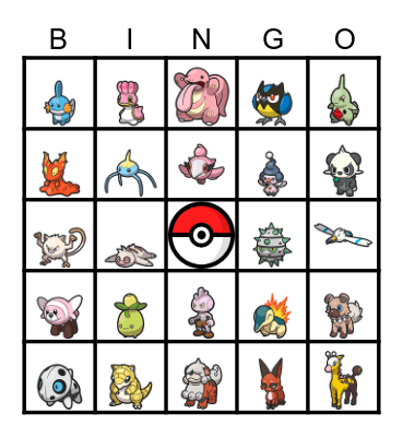 Shiny Pokemon Bingo Card