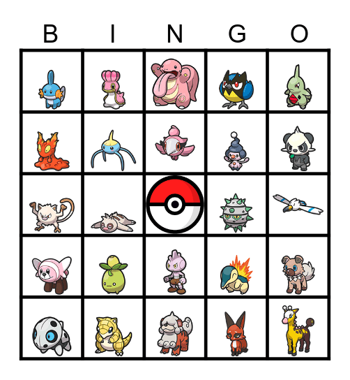 Shiny Pokemon Bingo Card