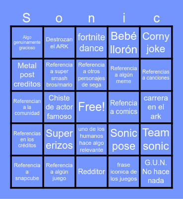 Sonic 3 bing Bingo Card