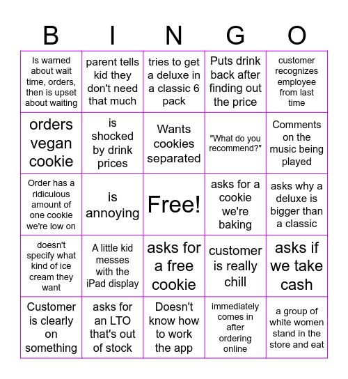 Insomnia Bingo Card