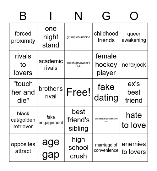 bellethebookwitch's Trope Bingo Card