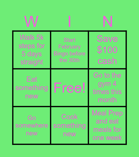January GOALS Bingo Card