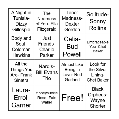 Jazzy Bingo Time Bingo Card