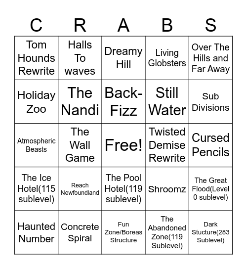 CRABS TS BINGO Card
