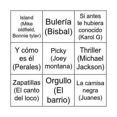 BINGO MUSICAL Bingo Card