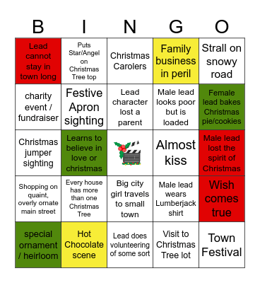 Hallmark Christmas Movie Cheese Bingo Card