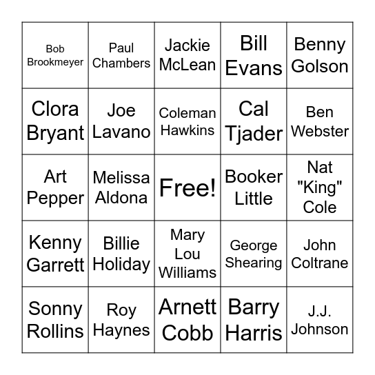 Jacob's Jazzy Bingo Time Bingo Card