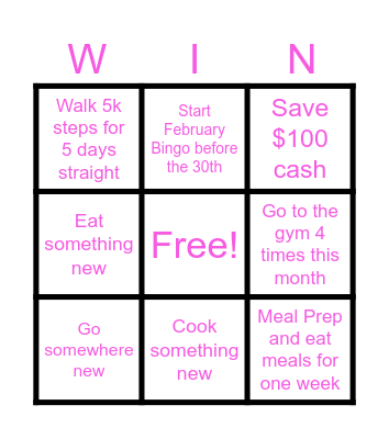 January GOALS Bingo Card