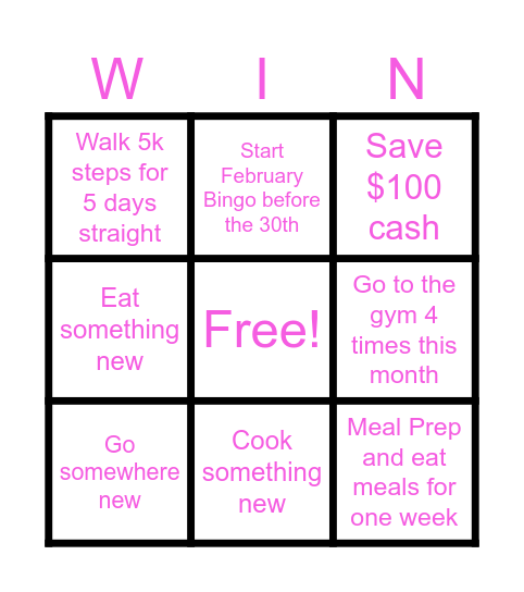 January GOALS Bingo Card