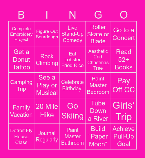 Jillian’s 2025 Bingo Card Bingo Card