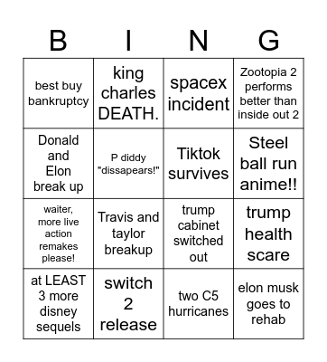 2025 family bingo Card