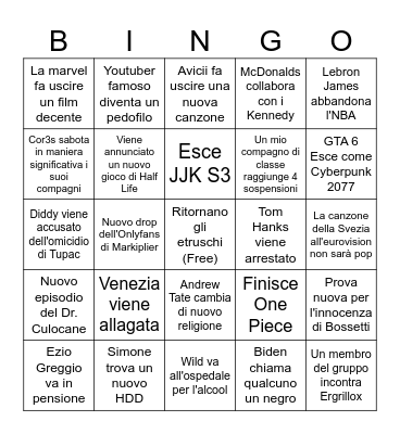 madonna bingo (delta) Bingo Card
