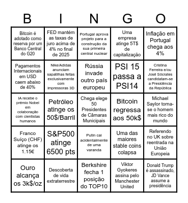 Dividendos Portugal 2025 Bingo Card