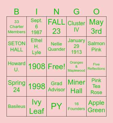 AKA BINGO-RGO AND RHO UPSILON Bingo Card