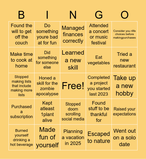 2024 Recap Bingo Card