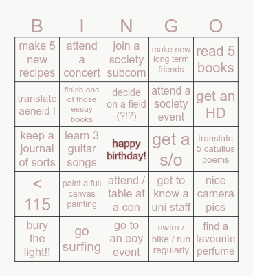 2025 bingo! Bingo Card