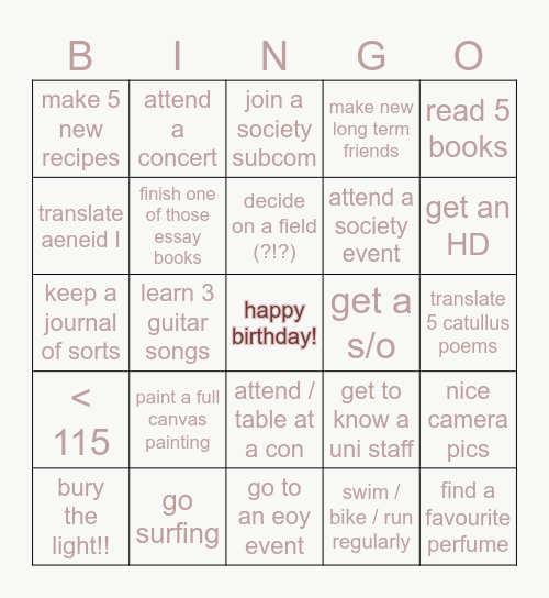 2025 bingo! Bingo Card