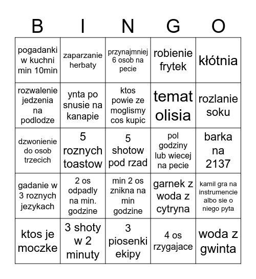sylwester z dwojka Bingo Card