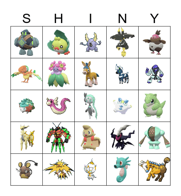 Shiny Pokemon 2025 Bingo Card