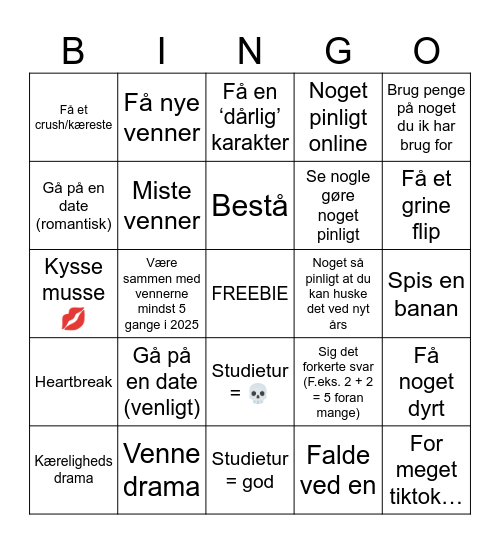 Bingo 2025 Bingo Card