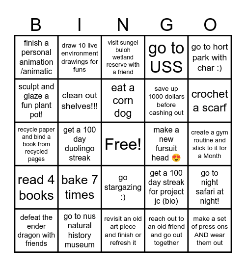 becky's 2025 bingo Card