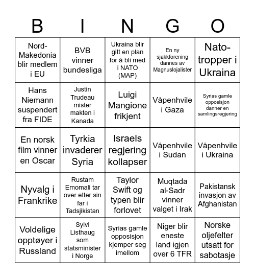 2025 Bingo Card