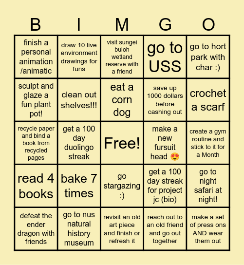 becky's 2025 bimgo Bingo Card