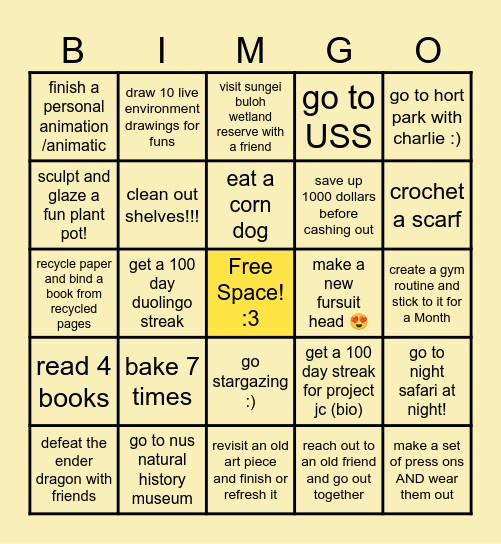 becky's 2025 bimgo Bingo Card