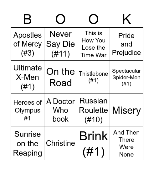 Sam's Book Bingo Card