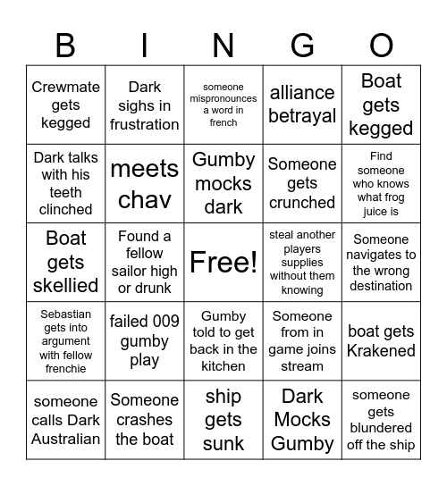 Dark Bingo Card