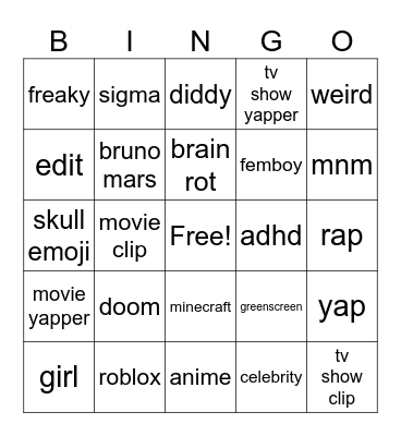 youtube shorts bingo Card