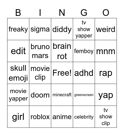 youtube shorts bingo Card