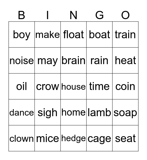 Spelling Review Bingo Card