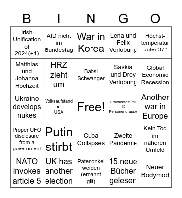 Bingo 2025 Bingo Card