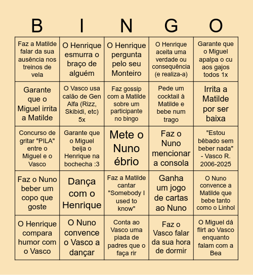 Bea Bingo Card