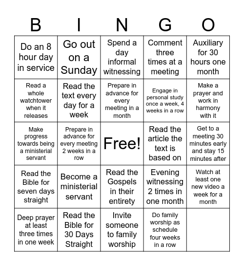 2025 Theocratic Bingo Card