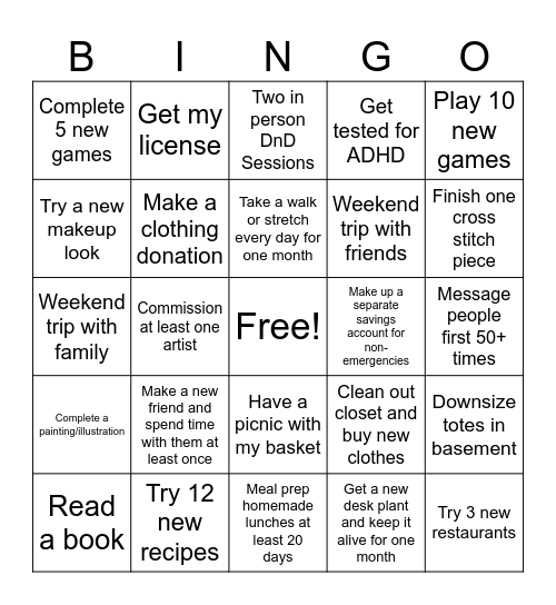 2025 Bingo Card