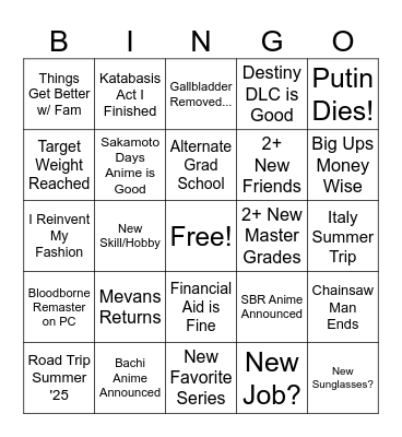 2025 Bingo Card