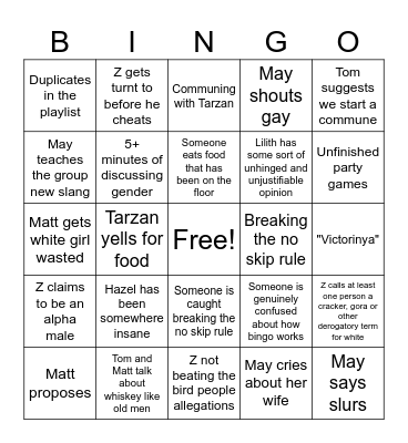 New Years Bingo Card
