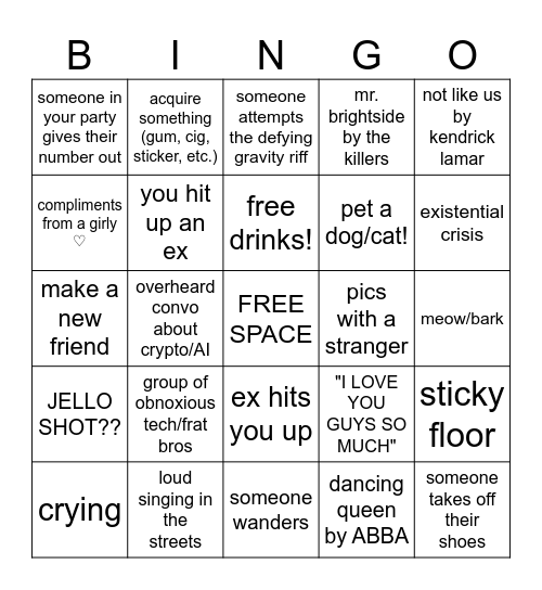 2024 NYE BINGO CARD Bingo Card