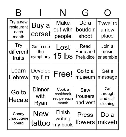 2025 Bingo Card