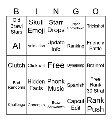 Brawl Stars YT Bingo Card