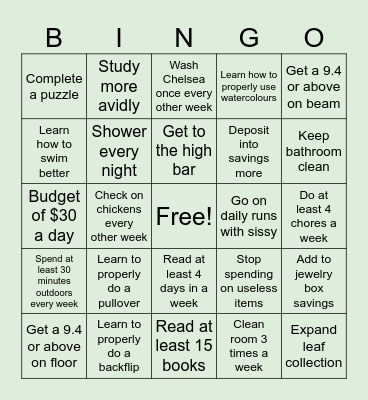 Breighan's 2025 Bingo Card Bingo Card