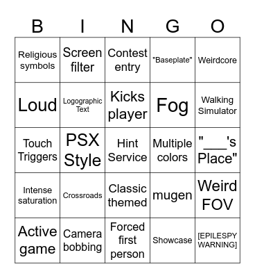 "Surreal" Roblox Bingo Card