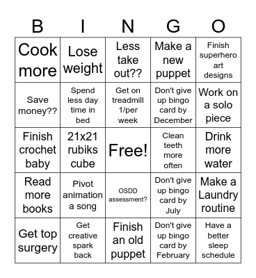 New Years Bingo Card