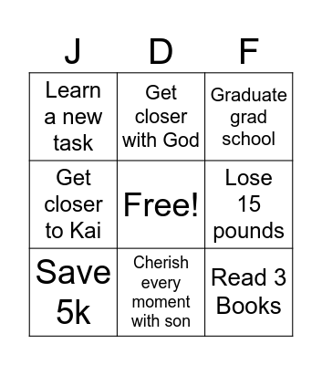 New Year Bingo Card